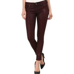 HUDSON Burgundy Metallic Skinny Jeans